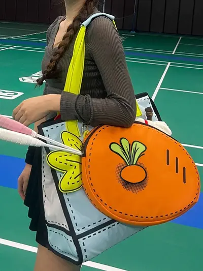2025 Sports Badminton Tennis Racket Bag Carrot 3D Tote Bag Daily Use Large Capacity Shoulder Bag Cute Handbag