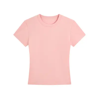 Women's Right Shoulder Short Sleeve T-Shirt French Round Neck 2025 Summer Short Elastic Thin Sexy Style Slimming Look Women's Short Top - 10