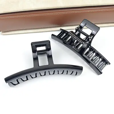 Große PC-Material Haarspange Schwarz Krallenklemme Große handgearbeitete DIY Haarnadel Schlicht vielseitig Hinterkopf Haarknoten Haarspange Hai - 3