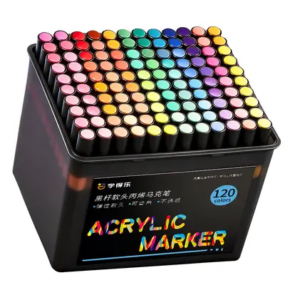 Boxed acrylic markers soft tip children's art set, colored drawing pens - 5