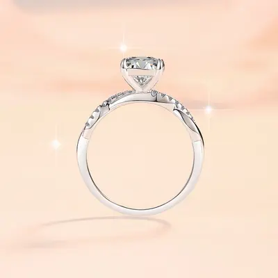 Rectangular Radiant Moissanite S925 Sterling Silver Ring