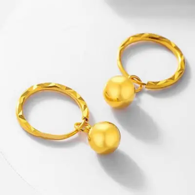 Vietnam sand gold earrings, heart and water drop design - 5