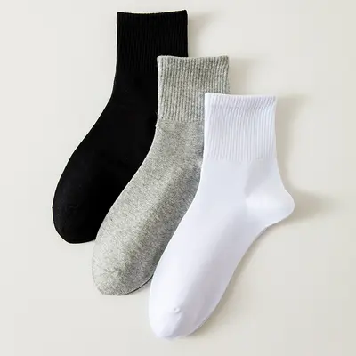 Autumn solid color versatile black, white and gray unisex sports high tube socks simple cotton soft long socks for women Zhuji socks wholesale - 9