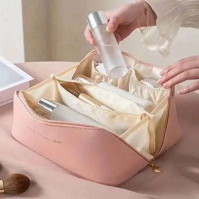 Accordion Pillow Cosmetic Bag Travel Portable Storage Bag Makeup Bag High-end Simple Large Capacity INS Storage Bag