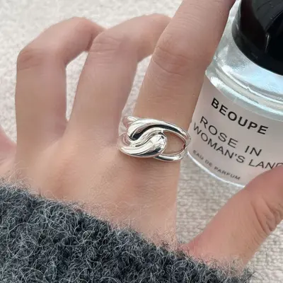 S925 pure silver women's ring open adjustable minimalist - 12