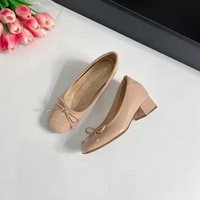 7 cm Chunky Heel French Bow Women's Shoes, 2025 Summer Style