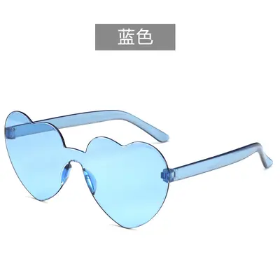 爱心太阳眼镜 桃心太阳镜 果冻色无框心型连体眼镜 炫目色彩眼镜 - 12