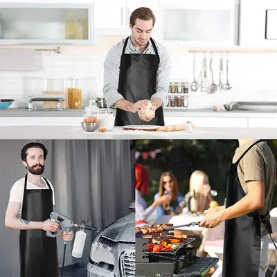 PU deri önlük, su ve yağa dayanıklı, uzatılmış, erkek ve kadınlar için