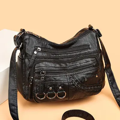 Washable Leather Single-Shoulder Crossbody Bag for Middle-Aged Women - 7