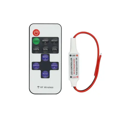 RF11 anahtarlı tek renkli kontrol cihazı DC başlıklı 5V LED ışık şeridi uzaktan kumandalı mini siyah ve kırmızı kablolu COB ışık şeridi dimmeri