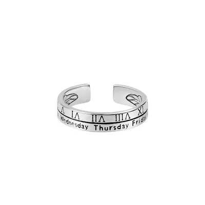 925 sterling silver women's ring, open design with roman numerals