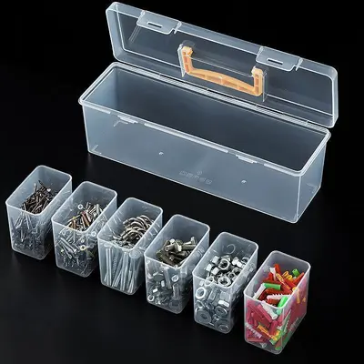 Storage Parts Box Organizer Household Hardware Tools Box Screws Materials Accessories Transparent Portable Compartment Sorting Classification Box