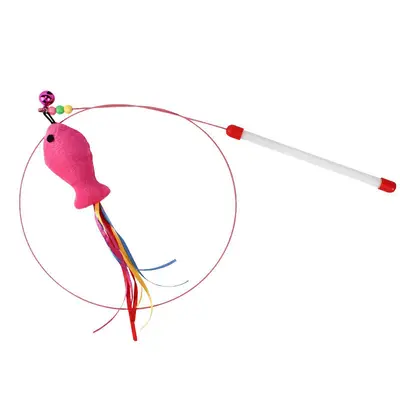 Cat teaser wand toy with two-color feathers, high durability, 6 pcs - 10