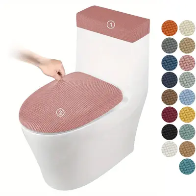 Verdickte Toilettensitzbezug aus Maisseide mit Jacquardmuster, Wassertankabdeckung, Hotel- und Hausbedarf, universelle elastische Toilettendeckelbezug - 8