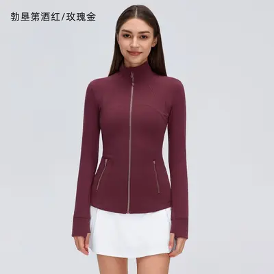 Women's Slim-Fit Stand Collar Zip Yoga Jacket for Autumn, Long Sleeve Sports Jacket D26110 - 7