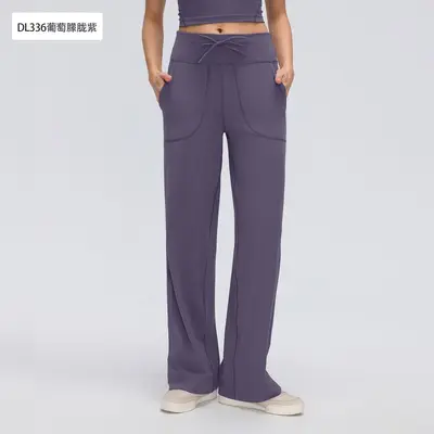 Damen Yogahose mit hohem Bund, gerades Bein, Elastischer Bund, Lockere Passform, DL336 - 9
