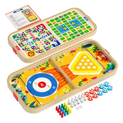Multifunktionales doppelseitiges Kinderspiel: Flipper-Schach, Fliegendes Schach, Air-Hocke - 6