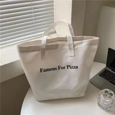 Red Letter Print Canvas Tote Bag with Large Capacity - 7