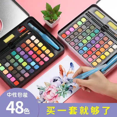 Children's watercolor paint set, tin box, artist kit - 1