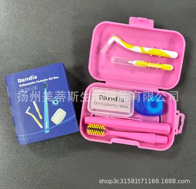 Orthodontic Care Kit with Dental Floss, Toothbrush, and Portable Box