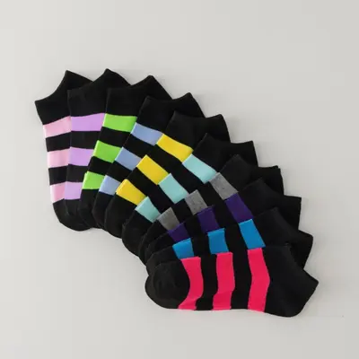Damen-Bootssocken, einfarbig und Mischfarben, Polyester-Baumwolle - 10