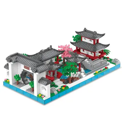 Kinder-Bausteine groß, Suzhou-Garten, Gelber-Kranich-Turm, Montagespielzeug, Tian'anmen, Mikro-Partikel-Bausteine, Puzzle, Großhandel