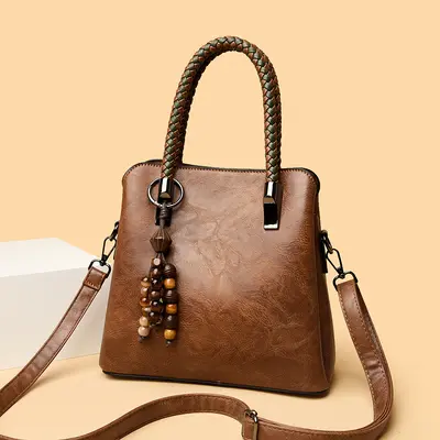 Soft Leather Retro Women's Handbag with Shoulder Strap - 2