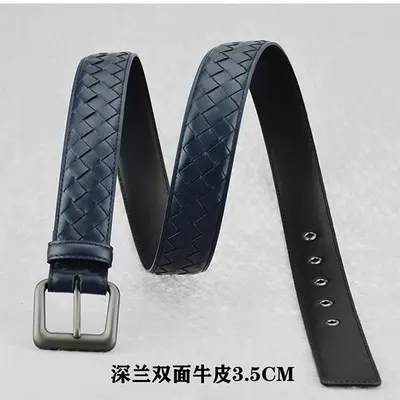 Best-selling B Men's Pin Buckle Leather Belt V Full Grain Leather Woven Waistband Casual Versatile Style Suit Jeans Belt