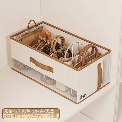 Handbag storage box with lid, wardrobe organizer, compartmentalized, large capacity - 7
