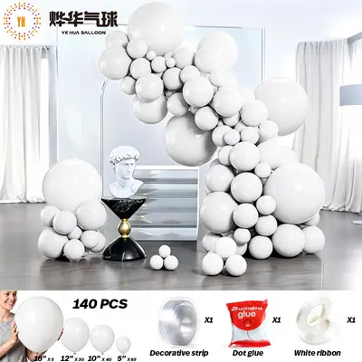 Birthday Party Backdrop Cloth with Balloon Chain Set and Ribbon - 7