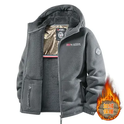 Plus-Size Hooded Fleece Jacket, Double-Layer, Fleece-Lined - 9