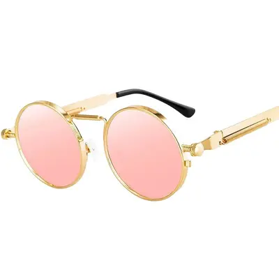 Retro Round Sunglasses, UV Protection, Spring Hinge - 6