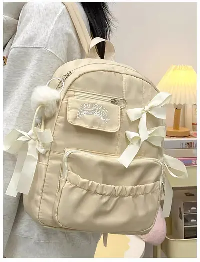Middle School Girls Backpack, Large Capacity, Cute Bow Design - 13