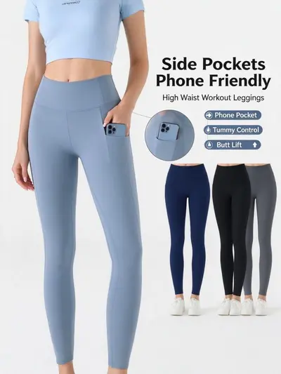 High-Waist Peach Hip Long Yoga Pants, Stretch Sports Leggings