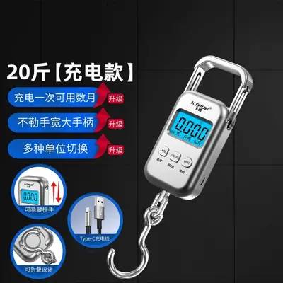 Portable electronic scale, 50kg, accurate, gram readout, spring