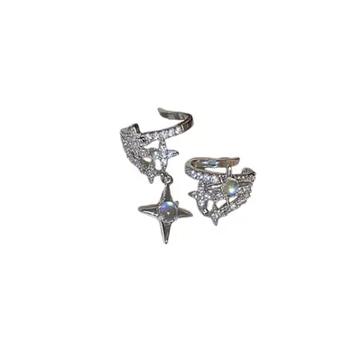 Zircon Star Minimalist Non-Pierced Ear Cuff Asymmetric Ear Bone Clip Earring