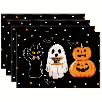 Halloween Ghost Linen Placemat, Waterproof for Restaurant Table - 12