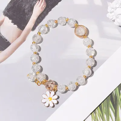 Small Daisy children's beaded bracelet, for girls and students, handmade elastic boutique jewelry, cross-border crystal bracelet. - 9