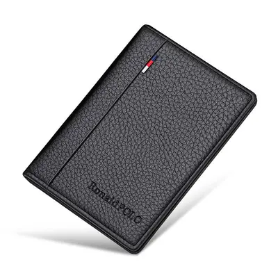 Men's Ultra-Thin Genuine Leather Card Holder with ID and License Slots - 7