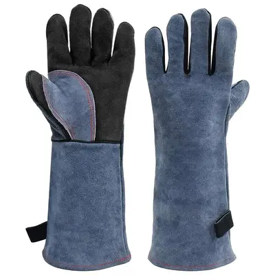 Extended Cowhide Welding Gloves, Insulated, High-Temperature Resistant - 2