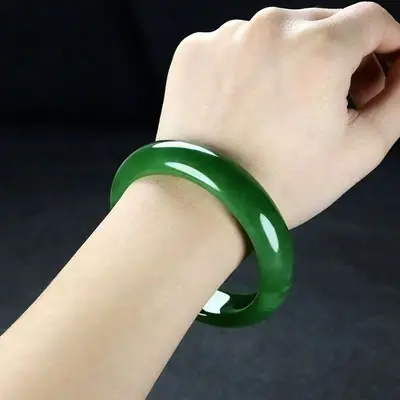 Tianshan emerald jade bangle, ice glutinous type, floating flower pattern - 8