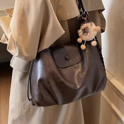 Kadın retro büyük hacimli sırt çantası ve tote çanta, tek omuz, günlük kullanım - 3