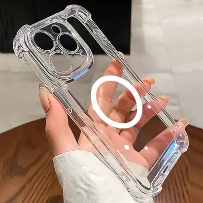 Magnetic Transparent Shockproof Air Cushion Case for iPhone 16 Pro Max
