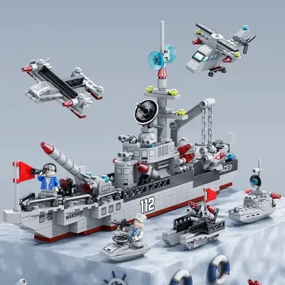 Askeri Yapım Blok Seti, Uçak Gemisi ve Roket Modelli, Küçük Parçalı - 7