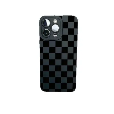 Black Plaid Phone Case for iPhone 15 and iPhone 12 Pro Max