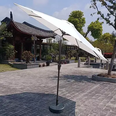 2M Tilting Outdoor Garden Umbrella with Center Pole, Sun and Rain Protection - 8