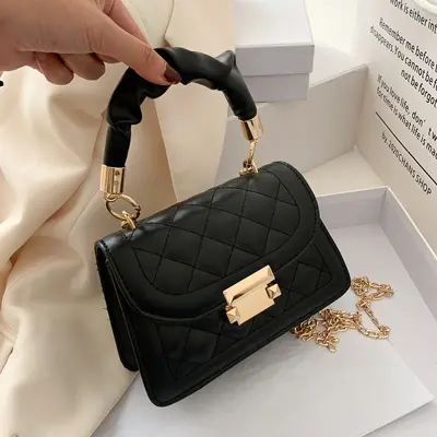 Women's Chain Crossbody Bag, Small Square Design, Korean Style - 9