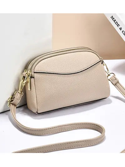 Cross-border Shoulder Bag Women's New Fashion Mini Small Bag Dual-layer Zipper Mom Phone Bag Versatile Small Square Bag
