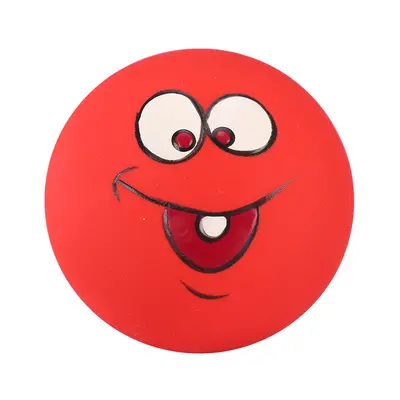 Smiling Face Squeaky Latex Dog Toy, Durable - 12