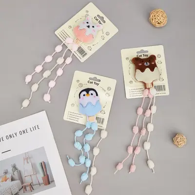 Catnip Teething Cat Toy with Interactive Teaser Wand - 3